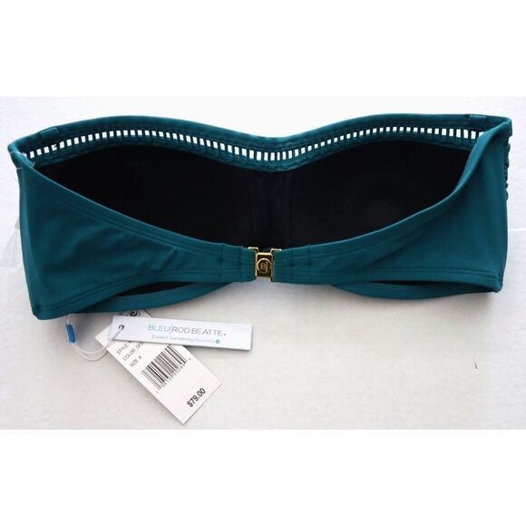 Bleu Rod Beattie Sz 8 Deep Water/Teal Behind the Seams Bandeau Bikini Top - Picture 2 of 5